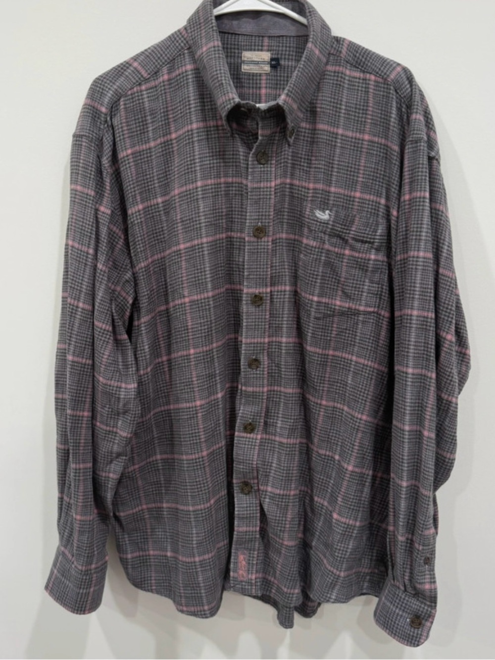 Southern Marsh Gray Plaid Button-Down Shirt with Pink Windowpane